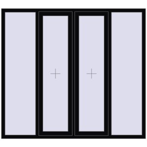 Алюмінієве вікно 2000x1800 мм Із чотирьох частин (комплектація: Базова). Вид зсередини Купити Вікна 2000x1800 мм Altest Pony 375 RAL 9005 Jet black з двох сторін