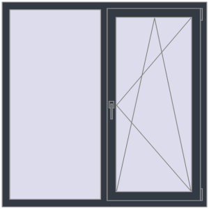 Купити Вікна 1350x1350 мм REHAU Euro 70 ANTHRACITE_GREY_STRUKTURAL з двох сторін