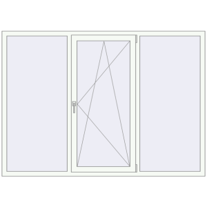 Металопластикове вікно 2100x1500 мм Тристулкове (комплектація: За замовчуванням). Вид зсередини Купити Вікна 2100x1500 мм REHAU Euro 70 Білий (RAL 9016) з двох сторін