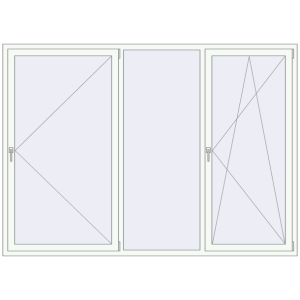 Алюмінієве вікно 2500x1800 мм Тристулкове (комплектація: Преміум). Вид зсередини Купити Вікна 2500x1800 мм Altest Pony 375