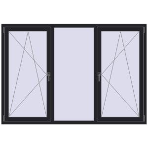 Купити Вікна 1999x1380 мм REHAU Euro 70 BLACK_ULTI-MATT з двох сторін