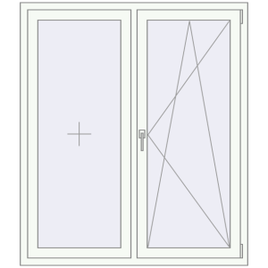 Металопластикове вікно 1300x1500 мм Двостулкове (комплектація: За замовчуванням). Вид зсередини Купити Вікна 1300x1500 мм REHAU SYNEGO MD Білий (RAL 9016) з двох сторін