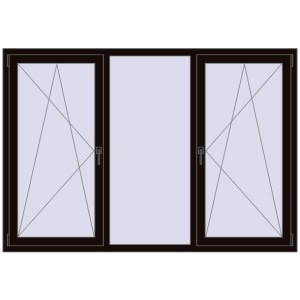 Купити Вікна 1999x1380 мм REHAU Euro 70 BLACK_BROWN з двох сторін