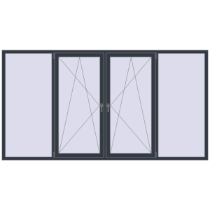 Металопластикове вікно 3000x1600 мм Із чотирьох частин (комплектація: Преміум). Вид зсередини Купити Вікна 3000x1600 мм REHAU Euro 70 ANTHRACITE_GREY_STRUKTURAL з двох сторін