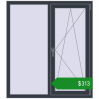 Ціноутворення Вікна 1200x1350 мм REHAU Euro 70 ANTHRACITE_GREY_STRUKTURAL з двох сторін. Ціна: $313.44