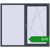 Ціноутворення Вікна 1700x1500 мм REHAU SYNEGO MD ANTHRACITE_GREY_STRUKTURAL з двох сторін. Ціна: $398.53
