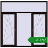 Ціноутворення Вікна 2050x2000 мм REHAU Euro 70 BLACK_BROWN з двох сторін. Ціна: ₴33,909.23