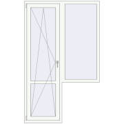 Балконні двері 1300x2100 мм REHAU SYNEGO MD Білий (RAL 9016) з двох сторін