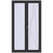 Балконні двері 1250x2200 мм REHAU SYNEGO MD ANTHRACITE_GREY_GLATT з двох сторін