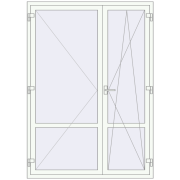 Балконні двері 1500x2100 мм REHAU SYNEGO MD Білий (RAL 9016) з двох сторін