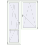 Балконні двері 1560x2200 мм REHAU Euro 60 Білий (RAL 9016) з двох сторін Балконні двері 1560x2200 мм REHAU Euro 60 Білий (RAL 9016) з двох сторін