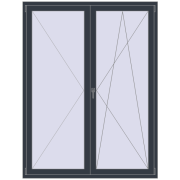 Балконні двері 1600x2100 мм REHAU SYNEGO MD ANTHRACITE_GREY_STRUKTURAL з двох сторін