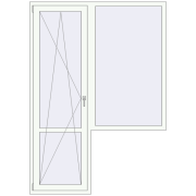 Балконні двері 1560x2200 мм REHAU Euro 60 Білий (RAL 9016) з двох сторін