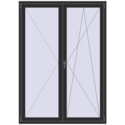 REHAU Euro 70 1500x2100 мм ANTHRACITE_GREY_GLATT з двох сторін