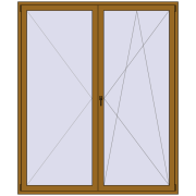 Балконні двері 2000x2400 мм REHAU Euro 70 LIGHT_OAK з двох сторін