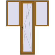 Балконні двері 1640x2100 мм REHAU Euro 70 LIGHT_OAK з двох сторін