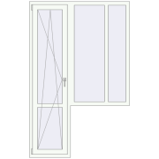 Балконні двері 1350x2100 мм REHAU Euro 60 Білий (RAL 9016) з двох сторін