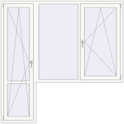 Балконні двері 2100x2100 мм REHAU Euro 70 Білий (RAL 9016) з двох сторін