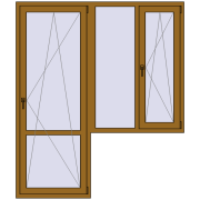 Балконні двері 1800x2100 мм REHAU Euro 70 LIGHT_OAK з двох сторін