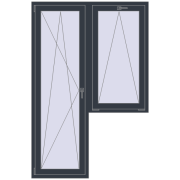 Балконні двері 1370x2070 мм REHAU Euro 70 ANTHRACITE_GREY_STRUKTURAL з двох сторін