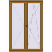 Балконні двері 1400x2100 мм REHAU Euro 70 LIGHT_OAK з двох сторін
