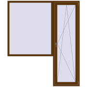 Балконні двері 1900x2250 мм REHAU Euro 70 WALNUT з двох сторін