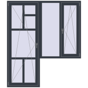 Балконні двері 1800x2100 мм REHAU Euro 70 ANTHRACITE_GREY_STRUKTURAL з двох сторін