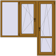 Балконні двері 1800x1800 мм REHAU Euro 60 LIGHT_OAK з двох сторін