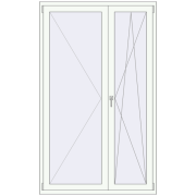 Балконні двері 1280x2100 мм REHAU Euro 70 Білий (RAL 9016) з двох сторін
