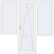 Балконні двері 2080x2100 мм REHAU Euro 70 Білий (RAL 9016) з двох сторін