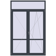 Балконні двері 1540x2400 мм REHAU Euro 70 ANTHRACITE_GREY_STRUKTURAL з двох сторін