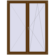 Балконні двері 1600x2100 мм REHAU Euro 60 WALNUT з двох сторін