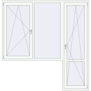 Балконні двері 2200x2270 мм REHAU SYNEGO MD Білий (RAL 9016) з двох сторін