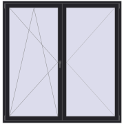 Балконні двері 2000x2050 мм REHAU SYNEGO MD BLACK_ULTI-MATT з двох сторін