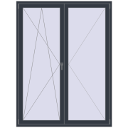 Балконні двері 1600x2100 мм REHAU Euro 70 ANTHRACITE_GREY_STRUKTURAL з двох сторін