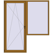 Балконні двері 2000x2300 мм REHAU Euro 60 LIGHT_OAK з двох сторін