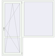 Балконні двері 2000x2100 мм REHAU SYNEGO MD Білий (RAL 9016) з двох сторін