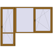 Балконні двері 2800x2100 мм REHAU Euro 60 LIGHT_OAK з двох сторін