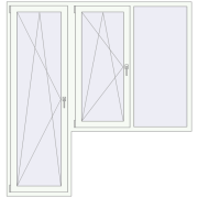 Балконні двері 2000x2100 мм REHAU Euro 60 Білий (RAL 9016) з двох сторін Балконні двері 2000x2100 мм REHAU Euro 60 Білий (RAL 9016) з двох сторін