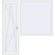 Балконні двері 2060x2200 мм REHAU Euro 70 Білий (RAL 9016) з двох сторін