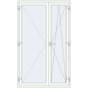 Балконні двері 1280x2100 мм REHAU Euro 70 Білий (RAL 9016) з двох сторін
