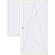 Балконні двері 1800x2400 мм REHAU Euro 70 Білий (RAL 9016) з двох сторін Балконні двері 1800x2400 мм REHAU Euro 70 Білий (RAL 9016) з двох сторін