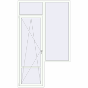 Балконні двері 1700x2800 мм REHAU SYNEGO MD Білий (RAL 9016) з двох сторін