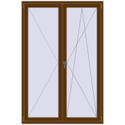 Балконні двері 1400x2100 мм REHAU Euro 70 WALNUT з двох сторін Балконні двері 1400x2100 мм REHAU Euro 70 WALNUT з двох сторін