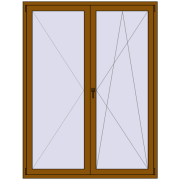 Балконні двері 1600x2100 мм REHAU Euro 60 GOLDEN OAK з двох сторін