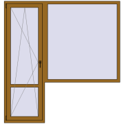 Балконні двері 2000x2100 мм REHAU SYNEGO MD LIGHT_OAK з двох сторін