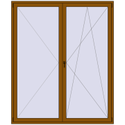 Балконні двері 2000x2400 мм REHAU Euro 70 GOLDEN OAK з двох сторін