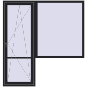 Балконні двері 2000x2100 мм REHAU SYNEGO MD BLACK_ULTI-MATT з двох сторін