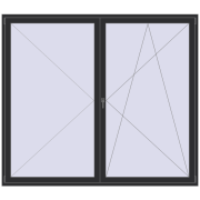 Балконні двері 2400x2100 мм REHAU Euro 60 ANTHRACITE_GREY_GLATT з двох сторін