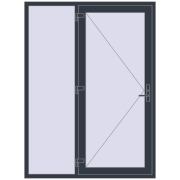 Вхідні двері 1560x2100 мм REHAU Euro-Design 60 ANTHRACITE_GREY_STRUKTURAL з двох сторін